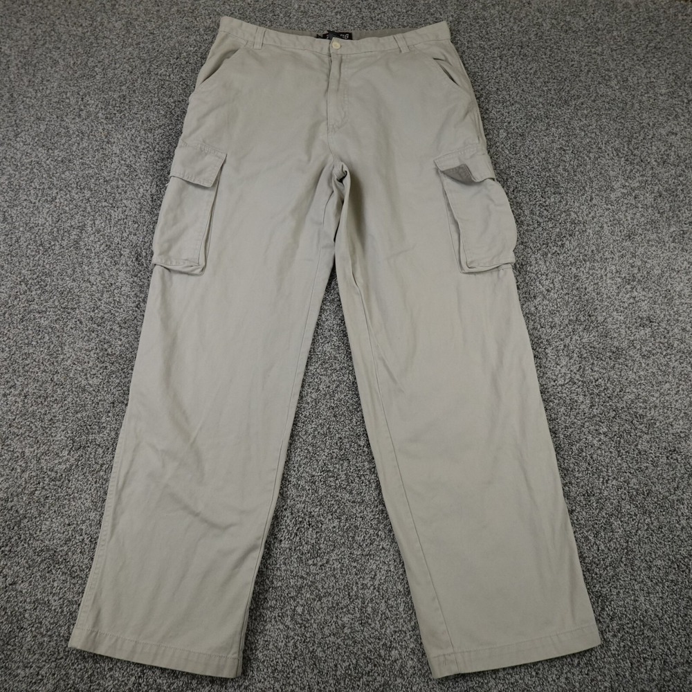 Plugg Pants Mens 36X34 Beige Cargo Utility Baggy‎ Grunge Skate Rave Y2K 00s 90s